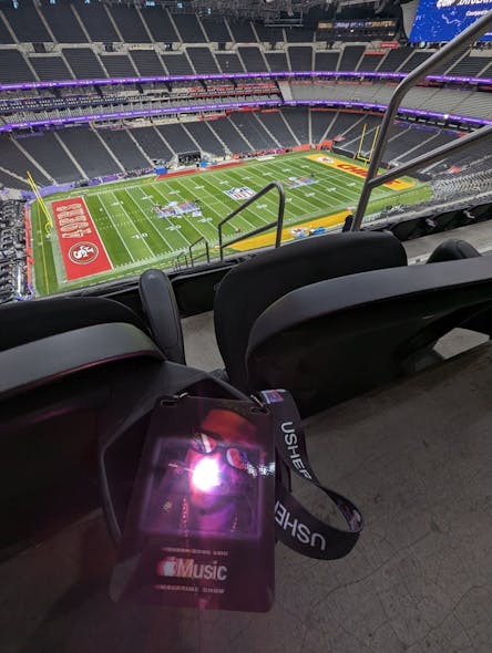 Customized LED badges for events such as the Super Bowl Half-Time Show illuminate in response to the PixMob transmitters that communicate with the control board.