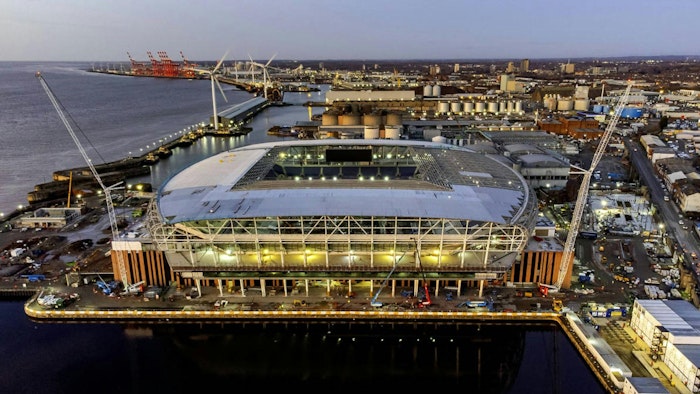 The renovation mix is higher, but new builds also factor into the revenue at Fagerhult, such as at Everton Stadium, under construction in Liverpool, England. Three of the group’s companies have combined to provide LED lighting both inside and outside the venue.