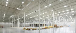 The new 416,000-square-foot warehouse at Mouser Electronics&rsquo; Dallas-Fort Worth distribution center boasts PoE lighting throughout the entire facility, including H.E. Williams high-bay fixtures throughout the main warehouse and troffers, recessed downlights, and striplights in the triple-mezzanine, back offices, and restrooms.