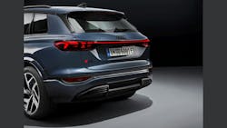 OLED tail lights on Audi&rsquo;s Q6 e-tron include road safety signs.