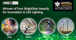 Cree LED received 2024 BrightStar Awards for its XLamp XP-G4 White, J Series 2835 Pro9, J Series 5050C E Class, and High Brightness LEDs. Cree LED received 2024 BrightStar Awards for its XLamp XP-G4 White, J Series 2835 Pro9, J Series 5050C E Class, and High Brightness LEDs.
