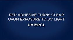 Red Adhesive Turns Clear Upon Exposure to UV Light Red Adhesive Turns Clear Upon Exposure to UV Light